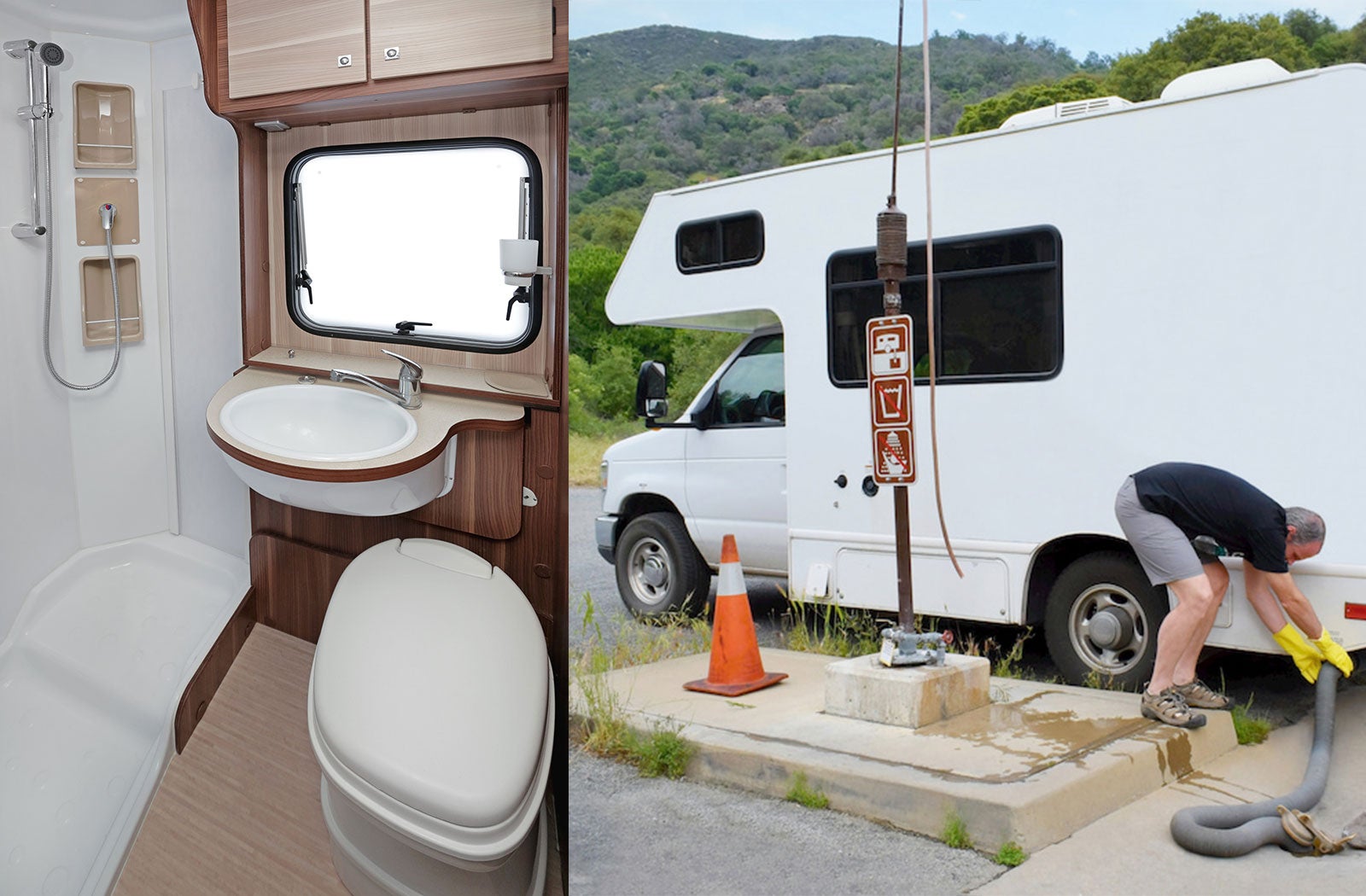 Portable RV/camper toilet and holding tank setup in Lansing, Michigan